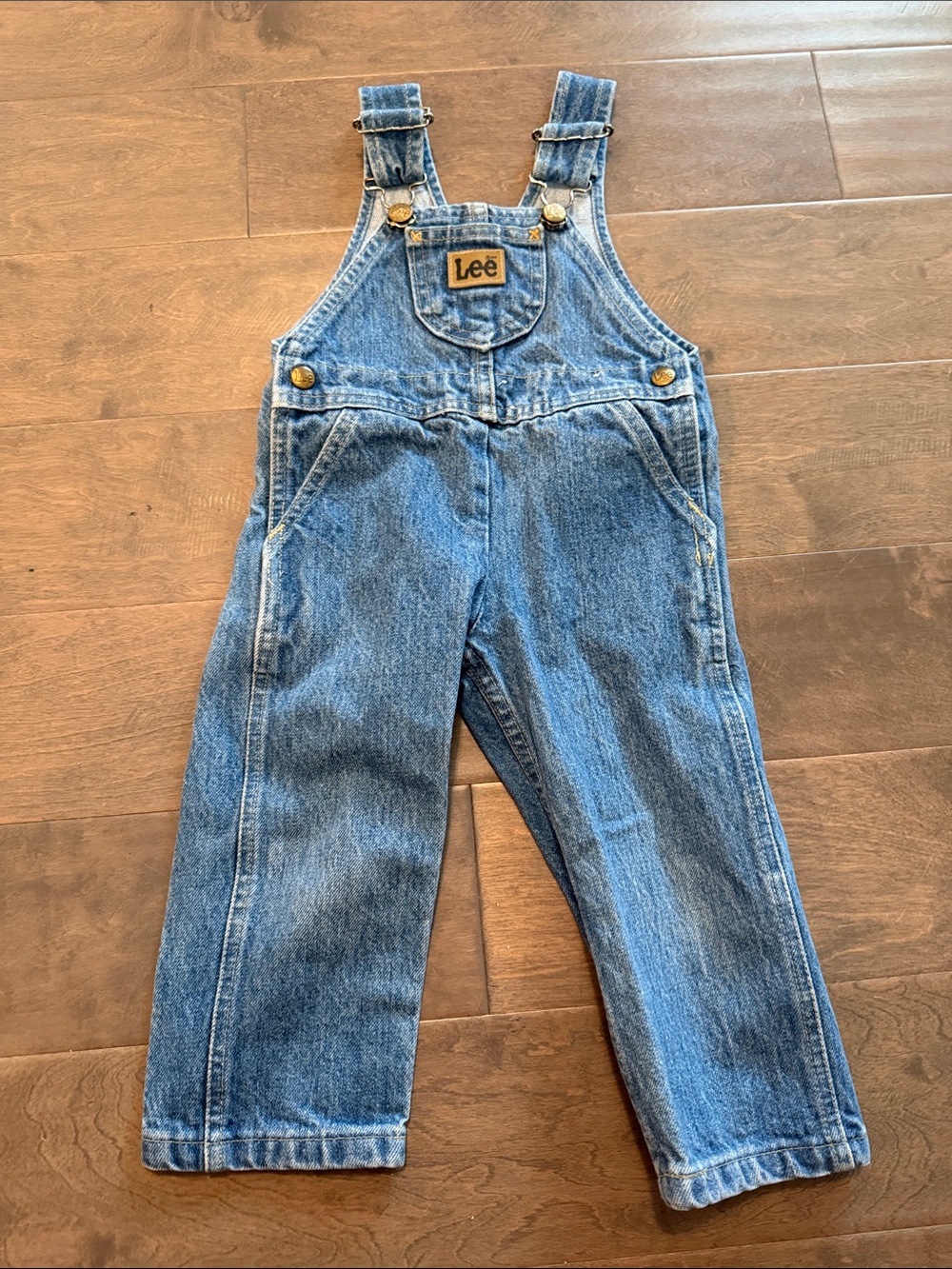 Vintage Lee Denim Blue Kids' Overalls with Adjustable Straps